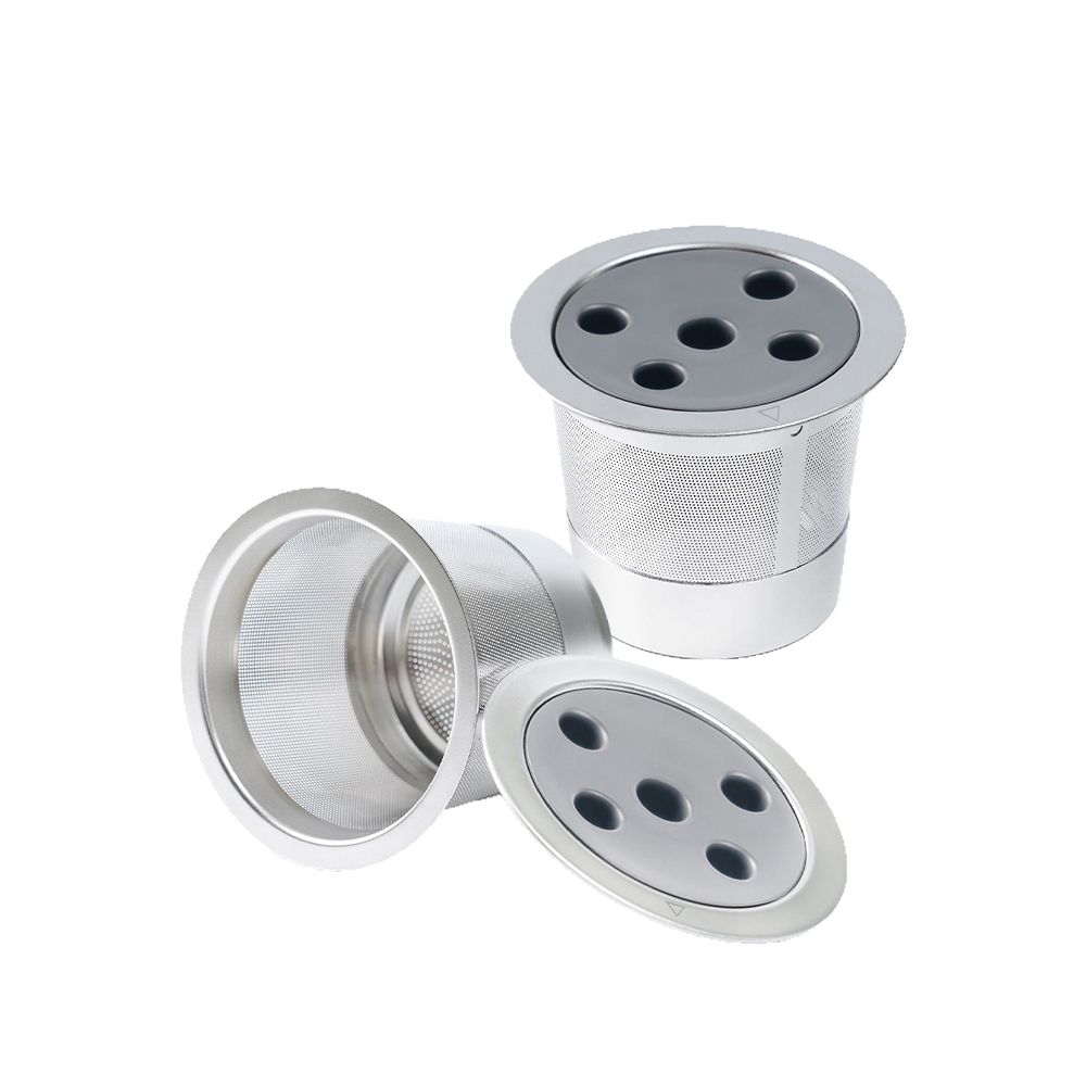 New Design Reusable Refillable Coffee Capsule 304 Stainless Steel Portable K Cups Ground Coffee Pods with Lid Custom Logo