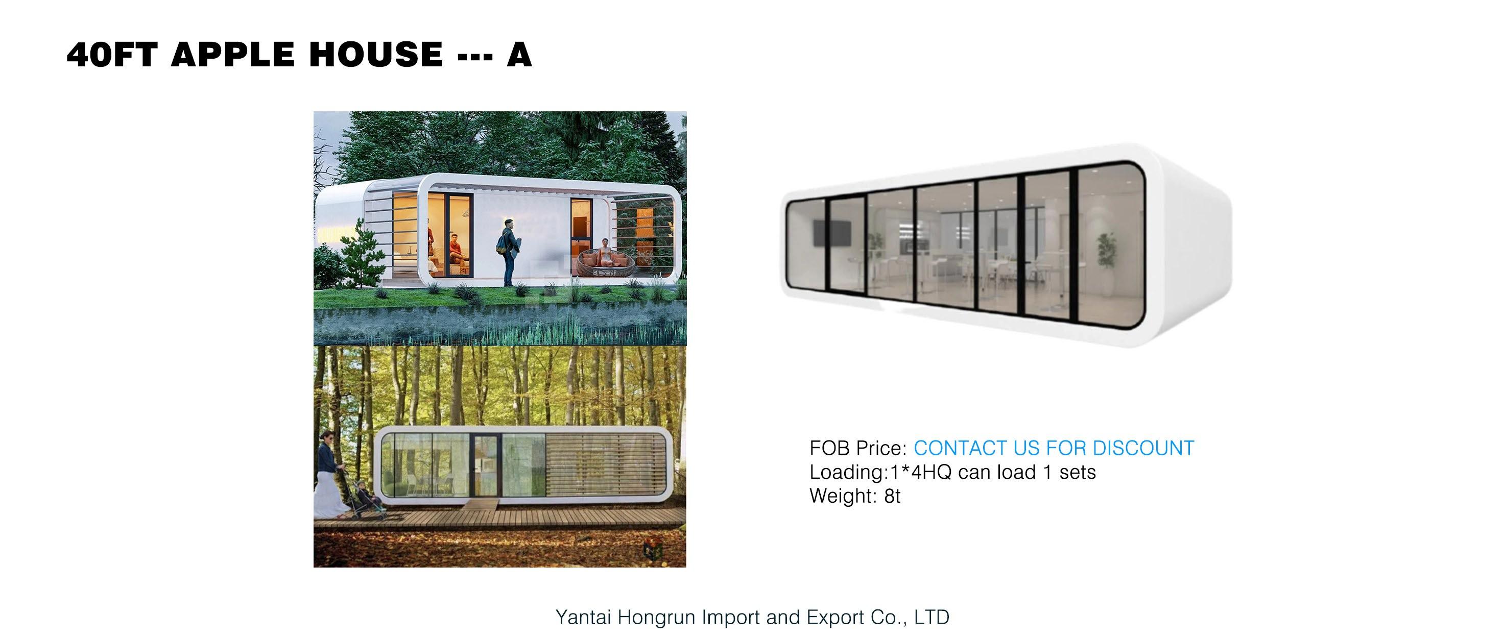 Cheap Prefab Popular Small Apple Cabin House For Sale Prefabricated Portable 20ft 40ft Office Pod Insulated Container Home
