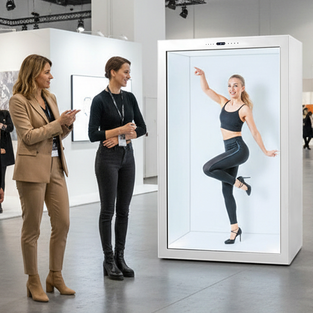 AI Digital Human Touchscreen Interaction 3D Transparent Screen Holographic Pod with Voice Communication Capability