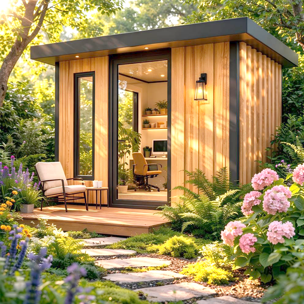 Modular Prefab Office Pod Outdoor Garden Cabin, Compact Workspace Design, Energy Efficient and Easy Assembly
