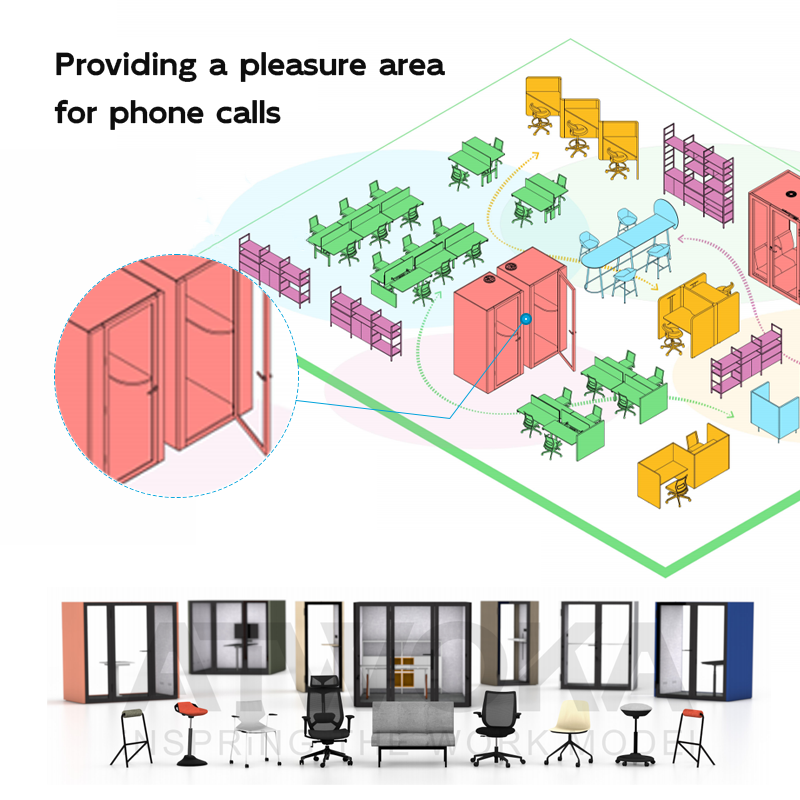 ICON Modular Office Pod Booth Acoustic Features for Office Building Hotel Use-Mobile Adjustable Modern Design Aluminum Alloy