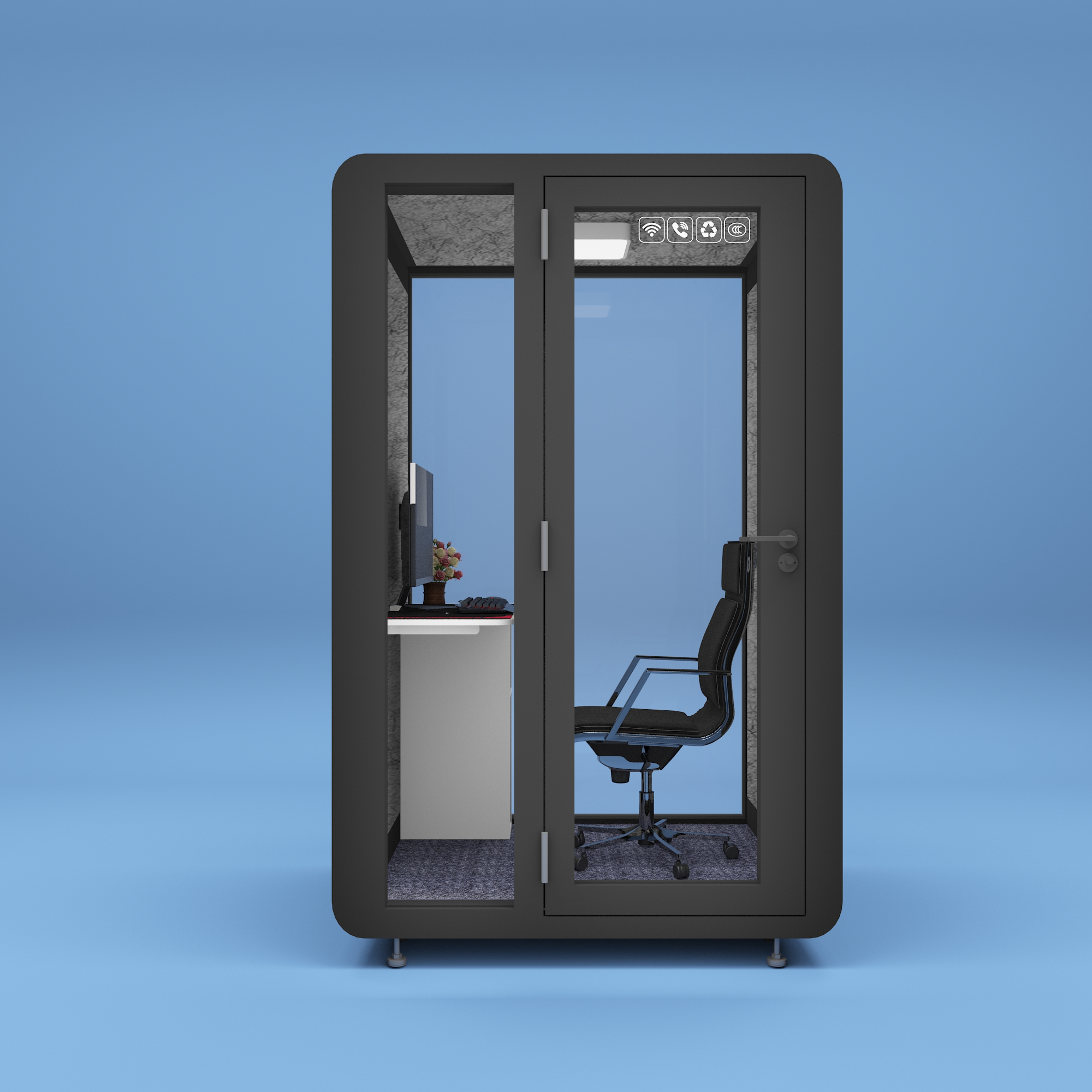 Compact Temperature Controlled Ventilated Privacy Pods Airports Recording Booth Soundproof Metal Frame Office Pods