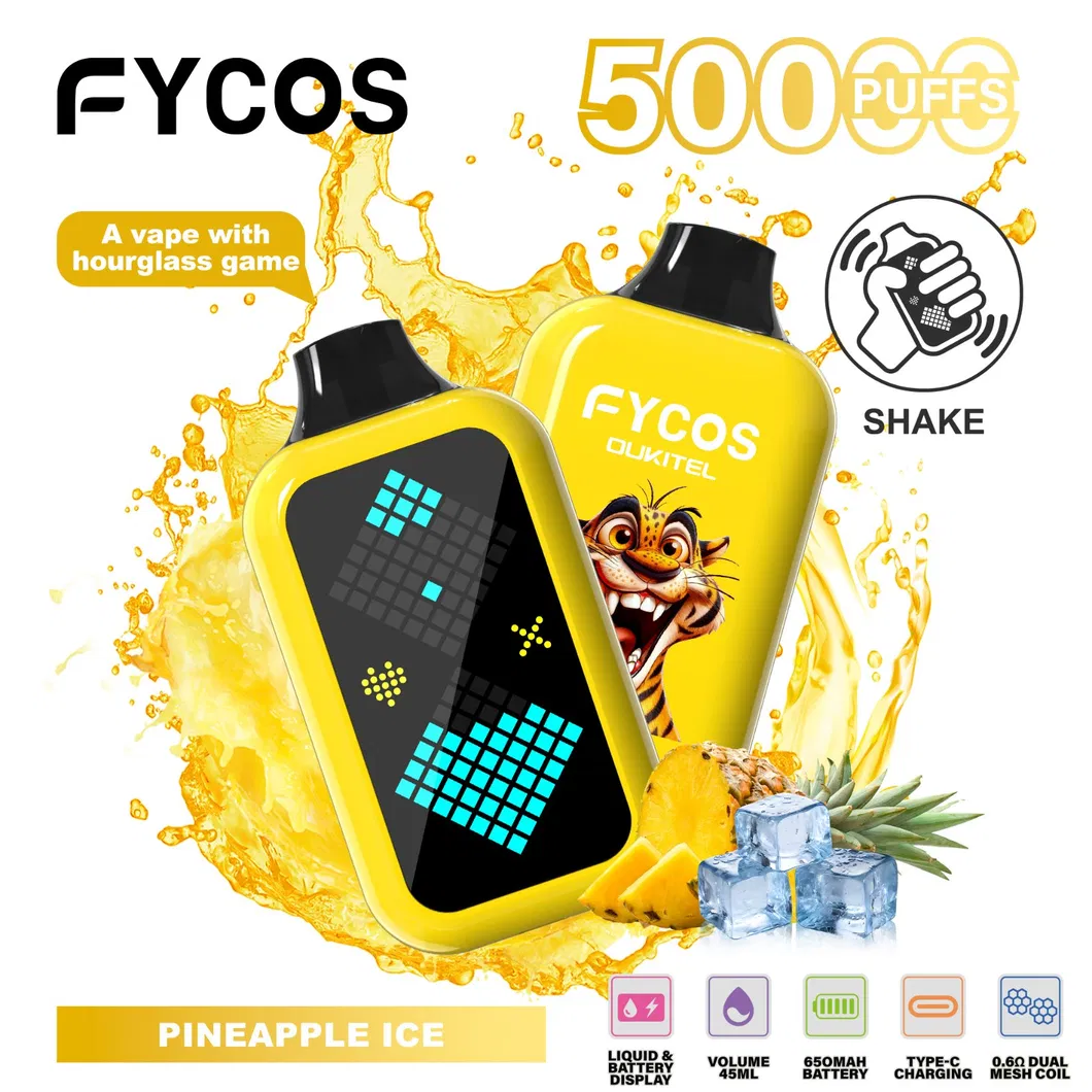 Fycos Refillable Crystal Electronic Cigarette Customized Shisha Hookah 50000 Puff Wholesale Rechargeable Zero Nicotine Empty Pod Video Disposable Vape