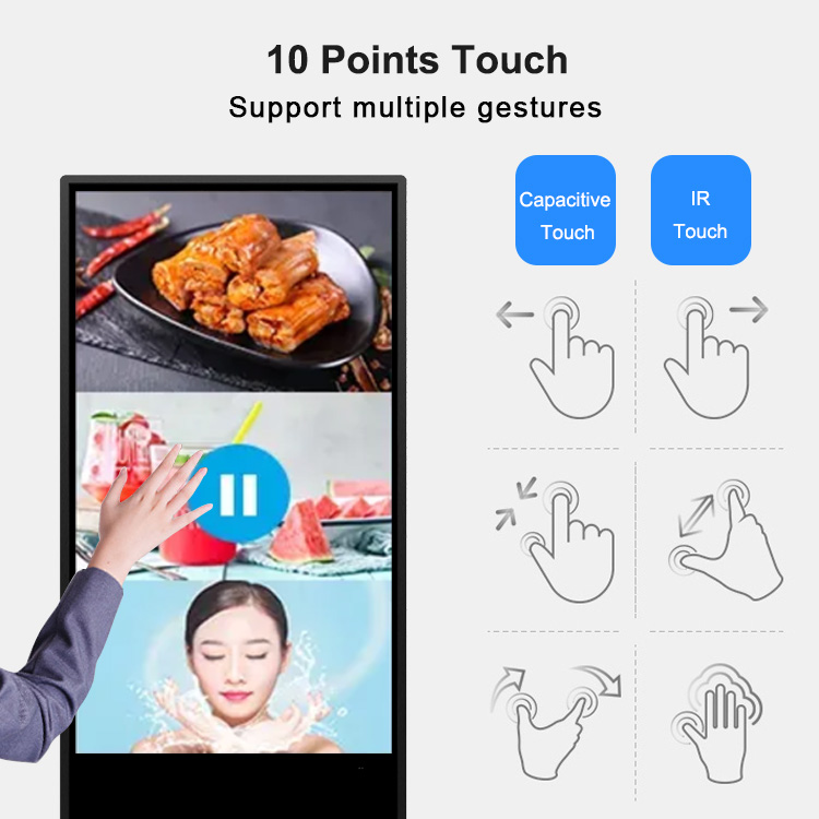 HDFocus 32 To 75 Inch Indoor Touch Advertising Screen LCD Totem Kiosk For Shopping Mall Digital Signage Displays With Cloud CMS