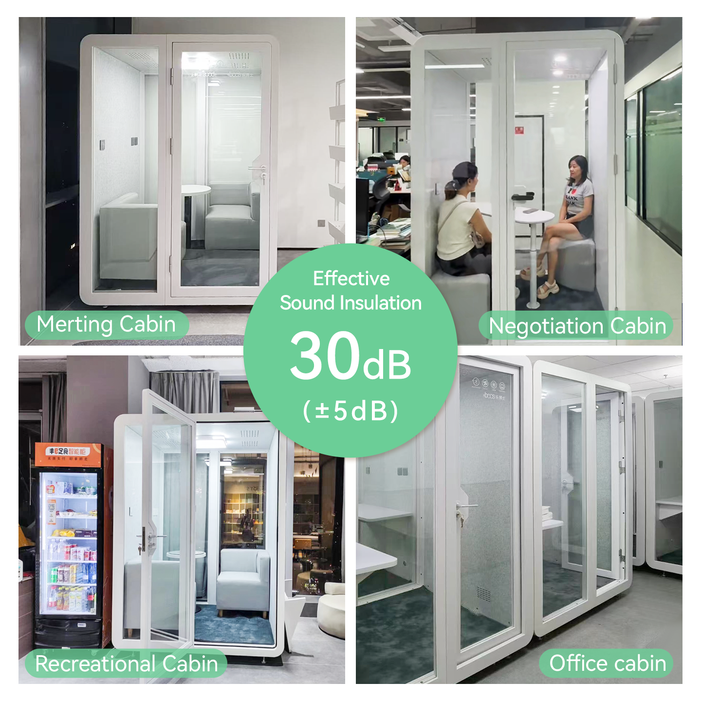 Modern Double Office Pod for Open Office Privacy Soundproof Meeting Room with Movable Eco-friendly Material Customizable