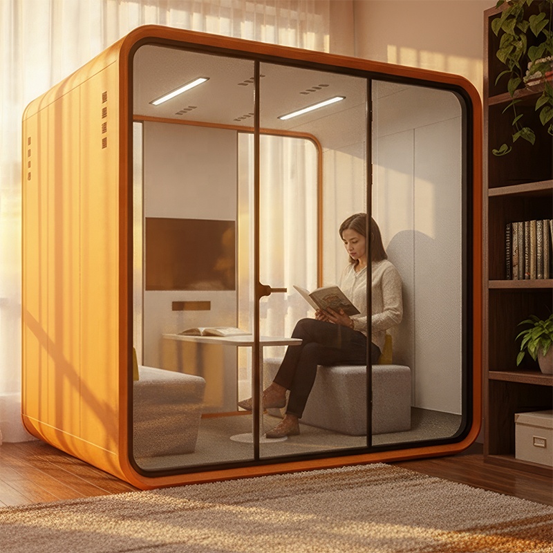 Hot Sale Movable 4 Person Enclosed Office Meeting Room Pod Acoustic Phone Soundproof Booth