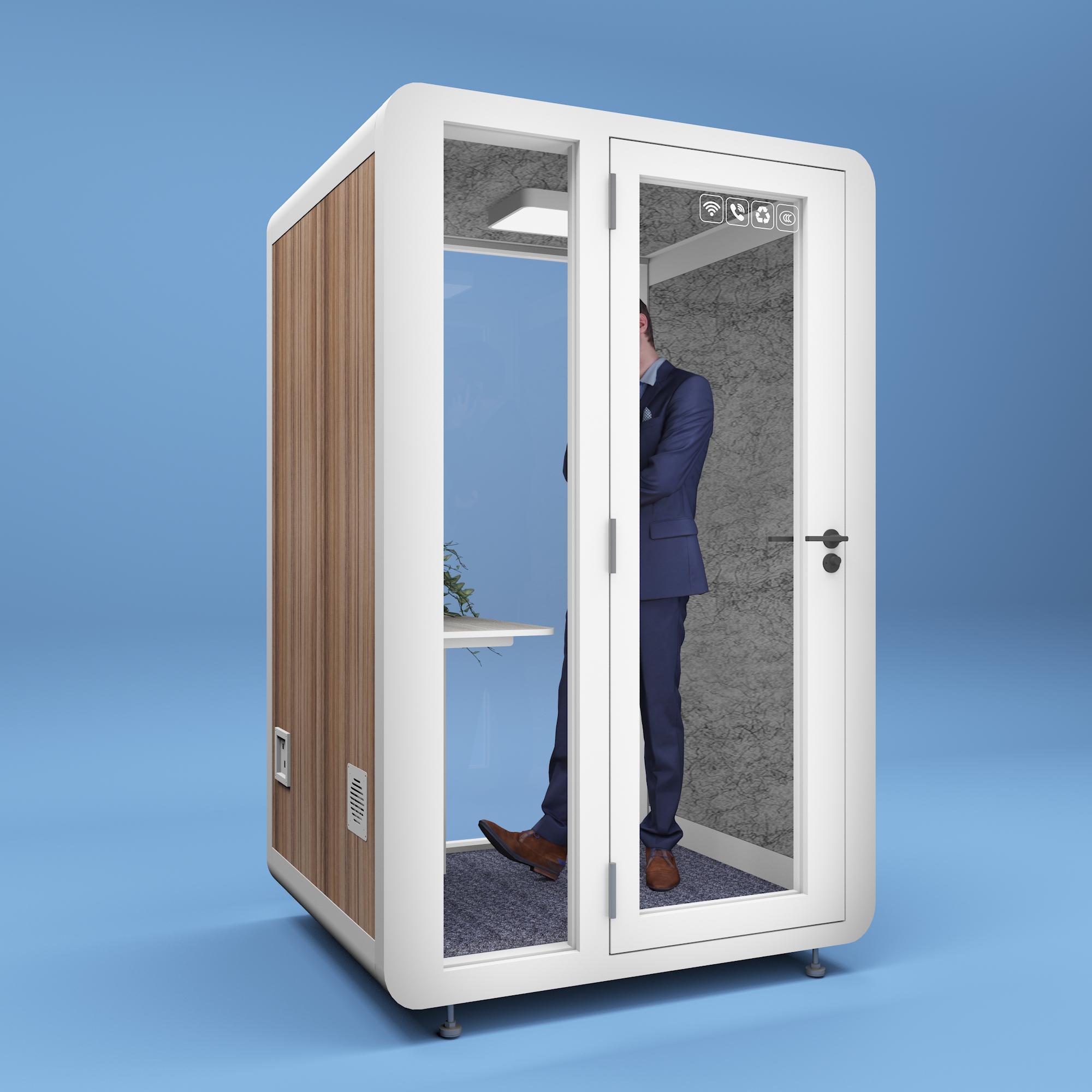 Compact Temperature Controlled Ventilated Privacy Pods Airports Recording Booth Soundproof Metal Frame Office Pods