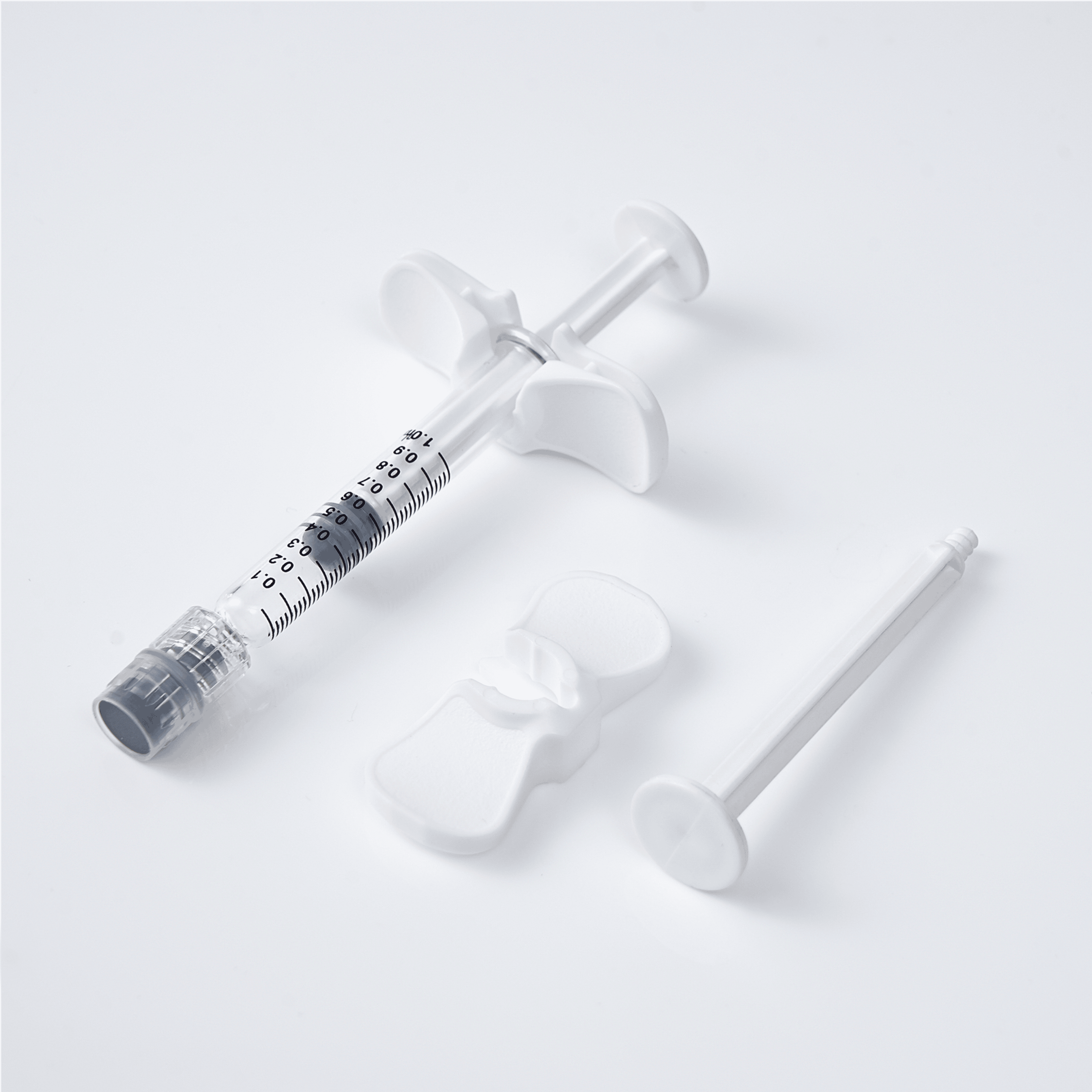 Colorful 1ml Long Luer Lock Glass Bottles Prefilled Syringe with Finger Stopper for Hyaluronic Acid and Dermal Fillers
