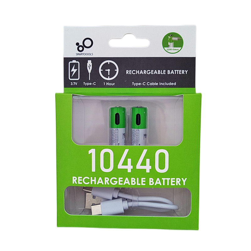 Pre-Charged 3.7V 750mAh Over 1200 Cycles Lithium Ion 10440 Battery USB Rechargeable Batteries With Type-C Cable