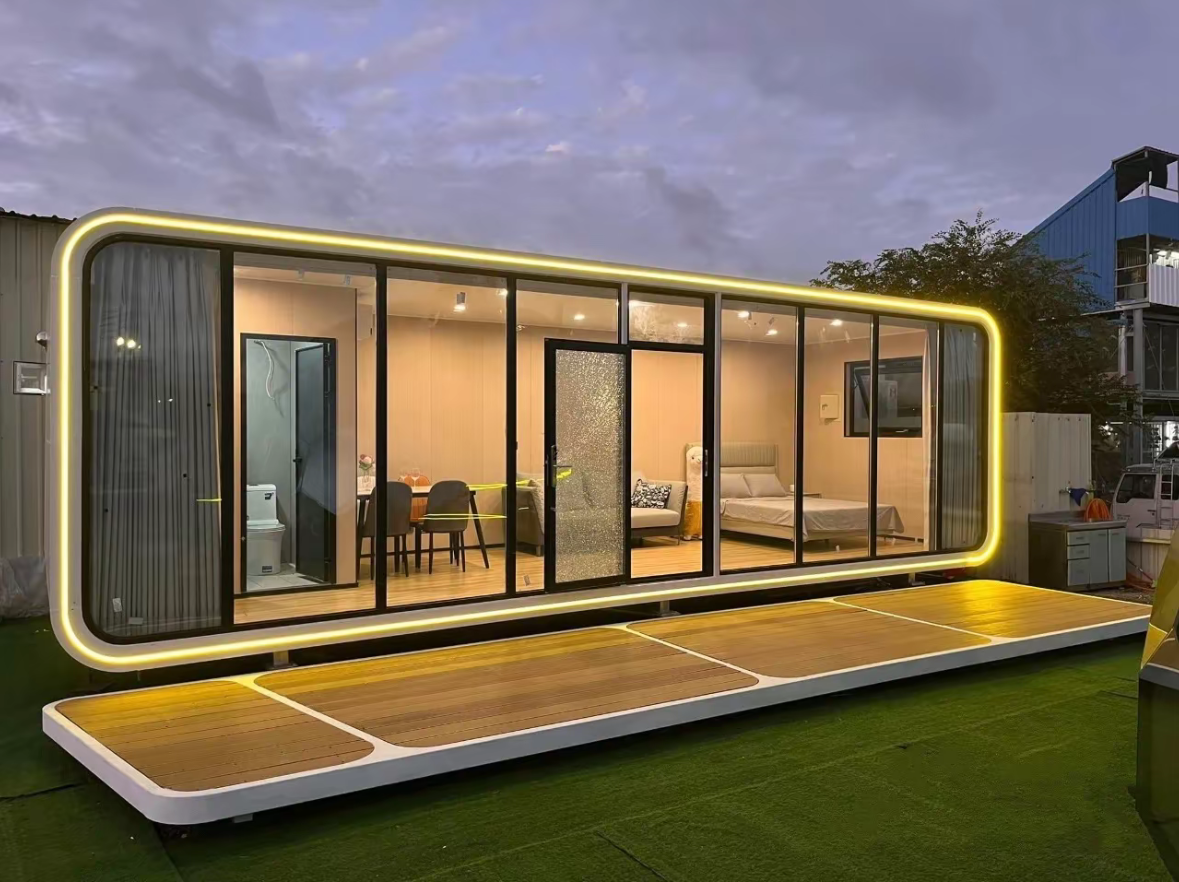 Smart Apple Pod House Tiny Prefab Cabin for Backyard Office Compact Living Modular Container Home with Bathroom and Kitchen