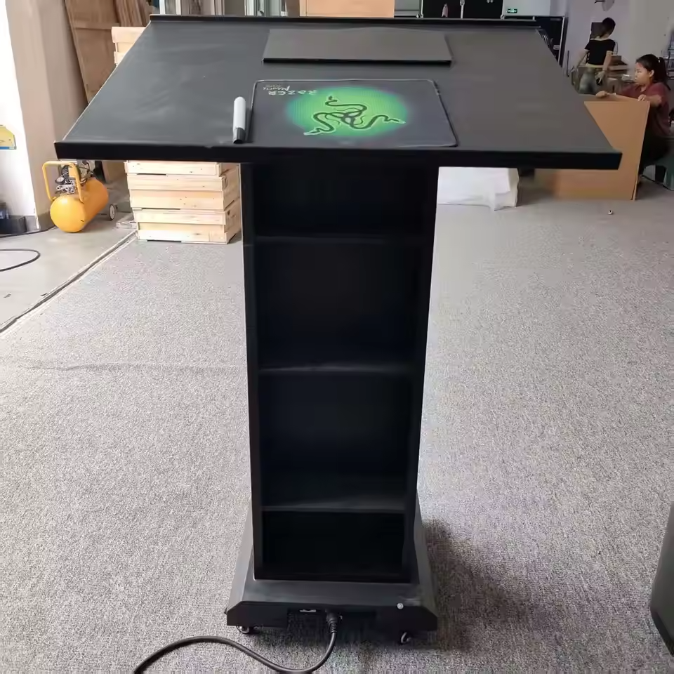 GOB Digital Podium Full-Color 4K LED Screen with HDR10+ IP65 Waterproof Mobile Portable Smart Lectern for Conference Classroom