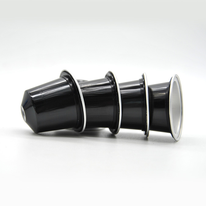 Empty aluminum coffee capsule batch view