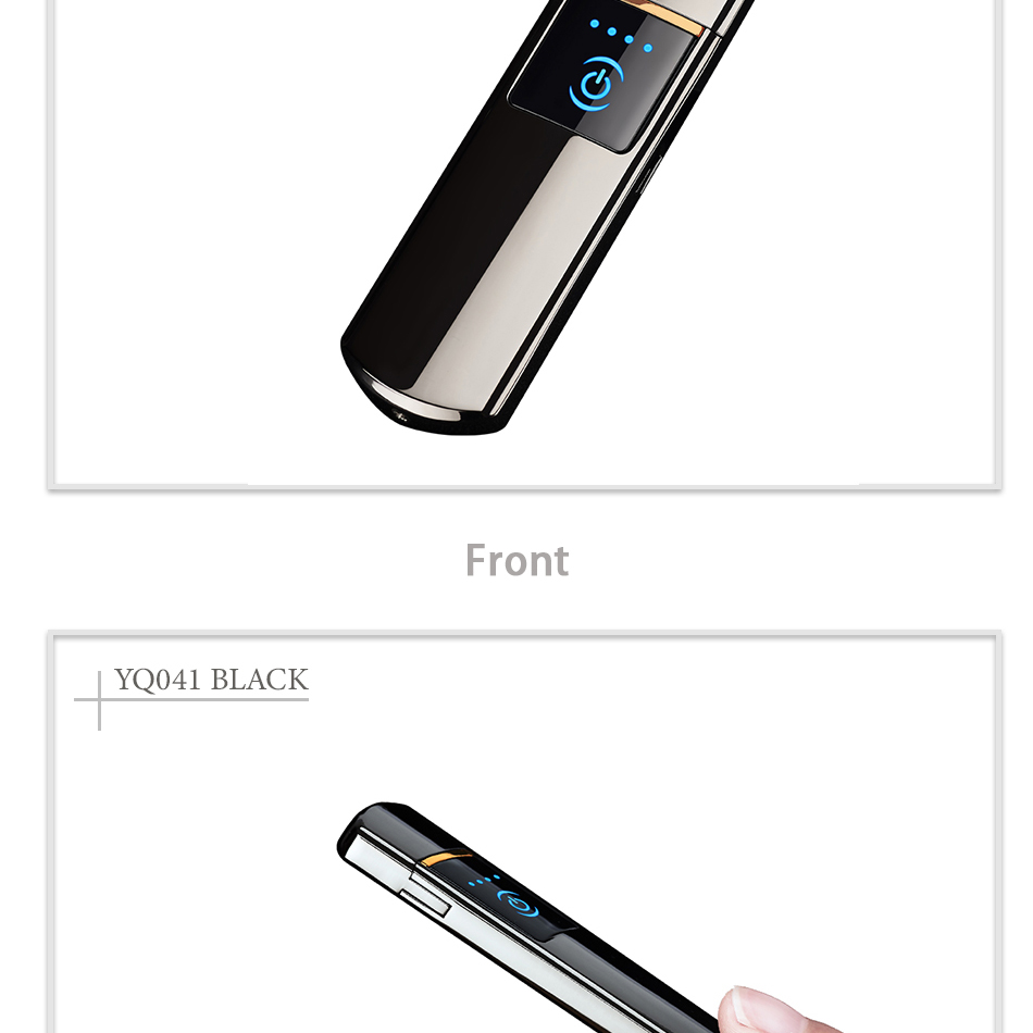YQ041 ThinTouch Screen Double-sided USB Hot Sales Rechargeable Flameless Electronic Cigarette Made in China Usb Lighter