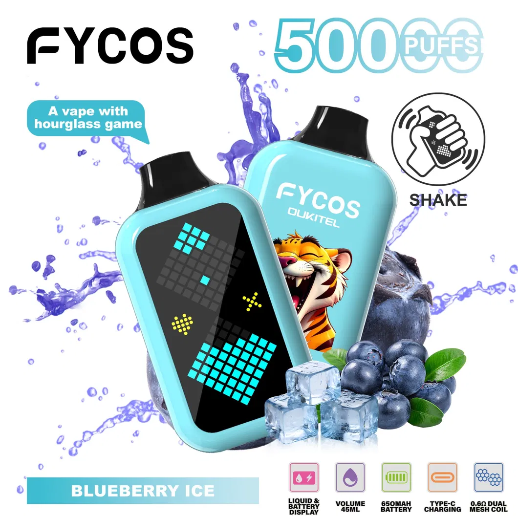 Fycos Refillable Crystal Electronic Cigarette Customized Shisha Hookah 50000 Puff Wholesale Rechargeable Zero Nicotine Empty Pod Video Disposable Vape