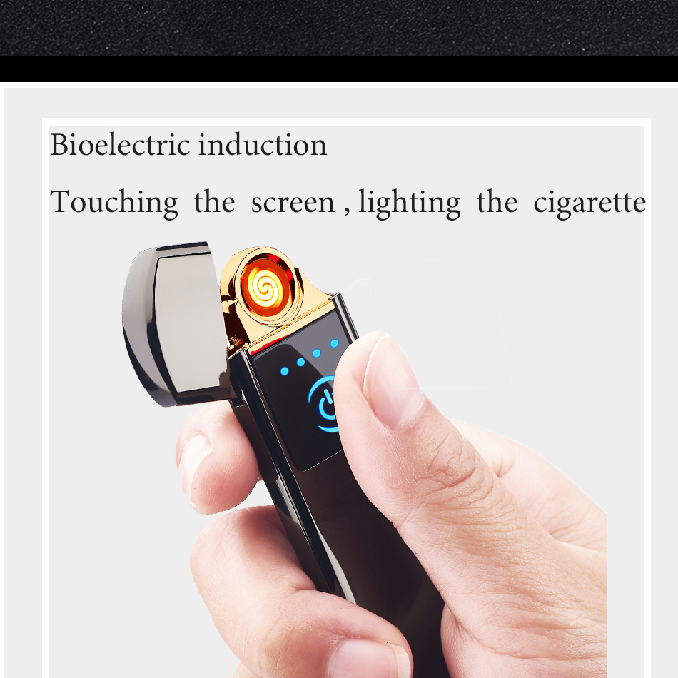 YQ041 ThinTouch Screen Double-sided USB Hot Sales Rechargeable Flameless Electronic Cigarette Made in China Usb Lighter
