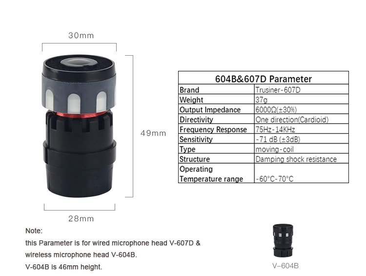 Dynamic Mic Core specifications and size details