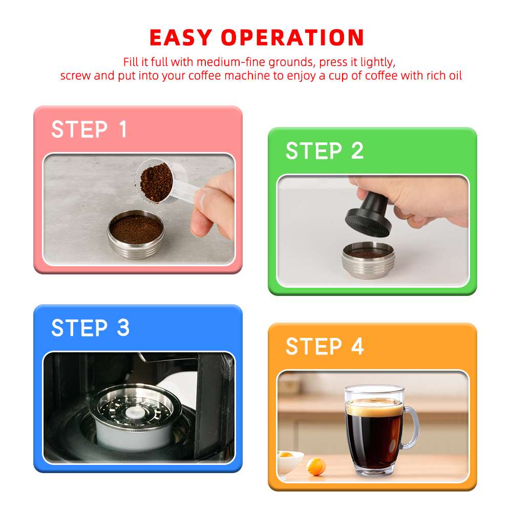 2Pods 1Tamper Set Refillable Coffee Capsule Filter Espresso Pod Compatible With VERTUOLINE Machines