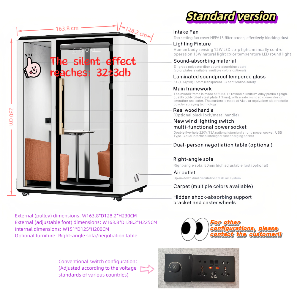 Office Meeting Booth Portable Office Pod Privacy Pod With 28-35dB Noise Reduction Soundproof Office Pod For Workspace Excellence