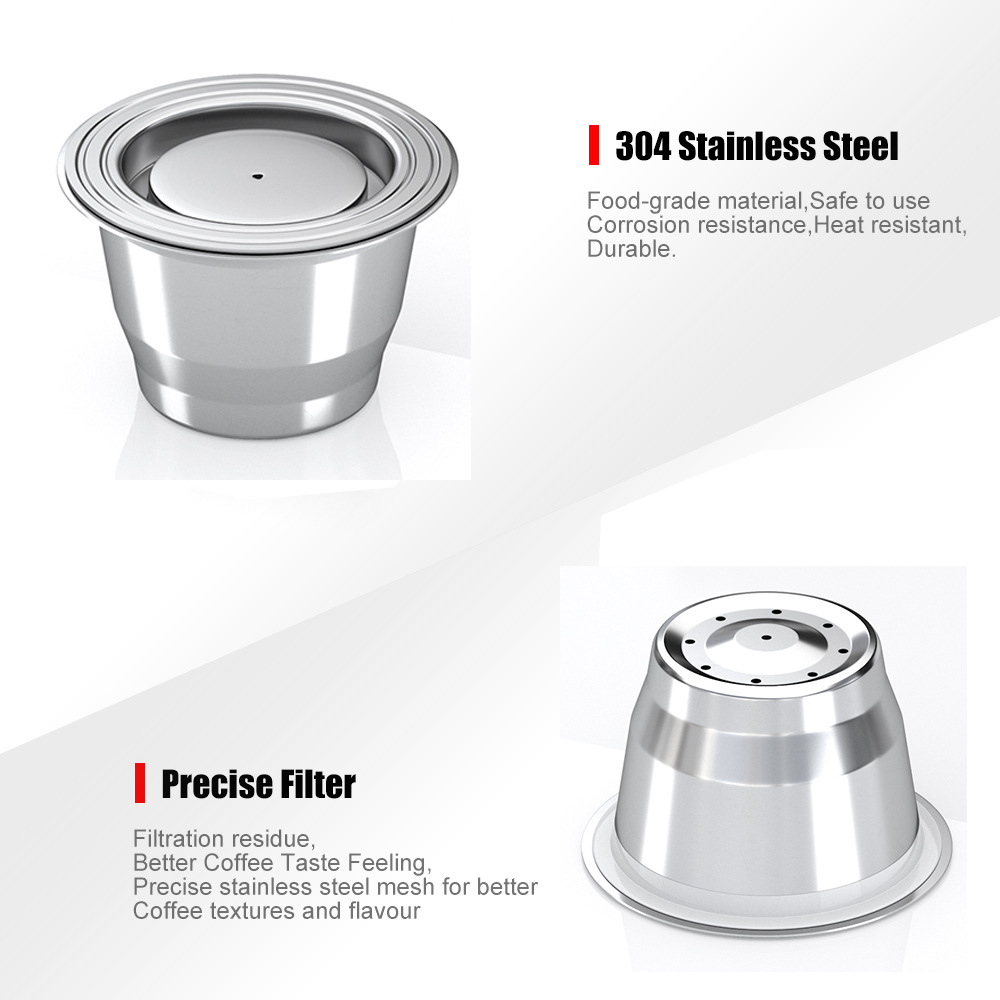 DD2475 Stainless Steel Refillable Coffee Espresso Pods Cafe Reusable Coffee Capsules Kit
