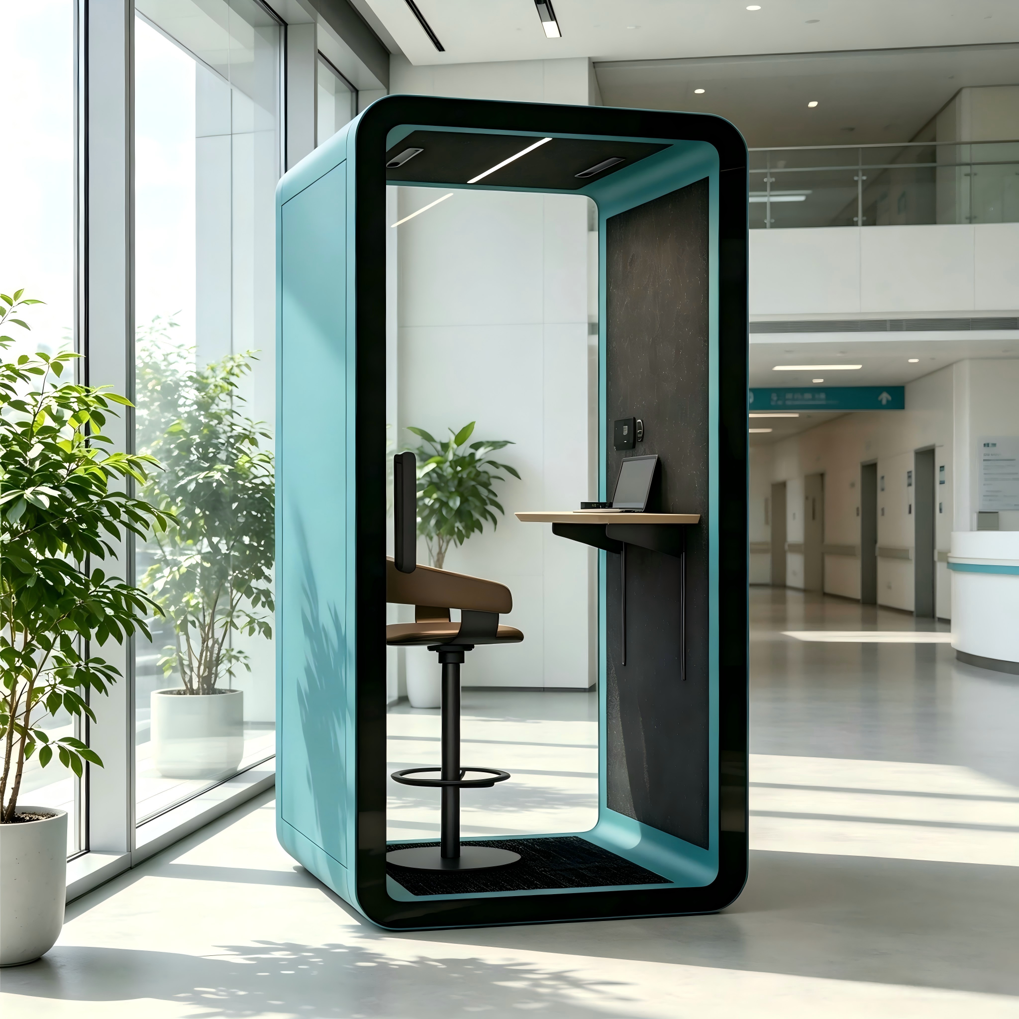Compact Soundproof Phone Booth Acoustic Office Pod Privacy Booth Noise Cancelling Booth for Library &amp; Co-working Area