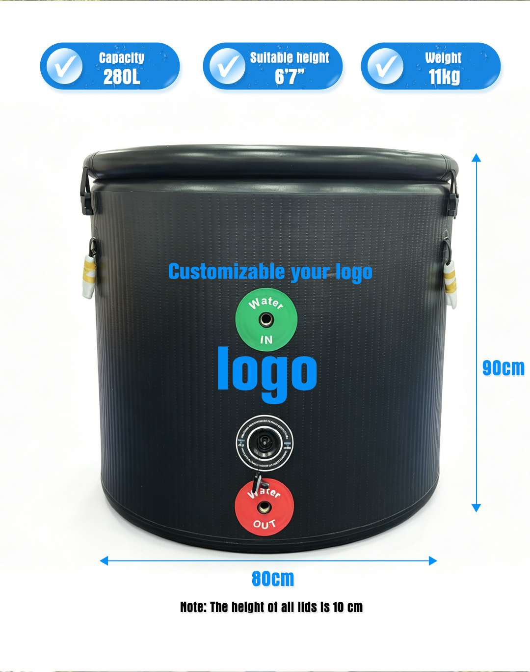 Recovery Bathtub Pod Inflatable PVC Cold Plunge Shower Ice Bath Tub with Drop Stitch Cover Portable