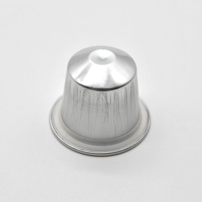 Empty aluminum coffee capsule structure display