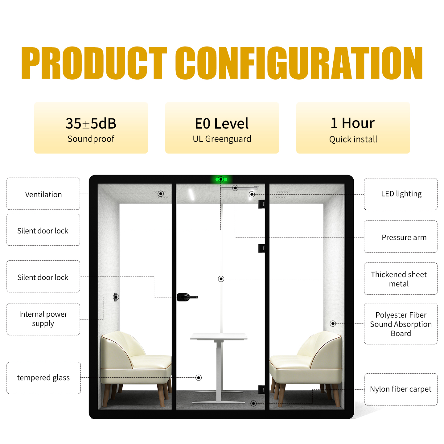 High Quiet Privacy Portable Soundproof Indoor Mobile Work Space Office Pod Meeting Work Pods Phone Study Cabin Pods for Sale