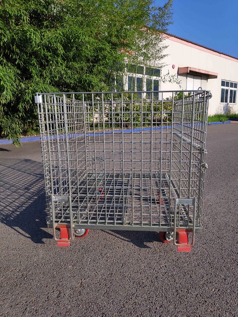 Warehouse Wire Mesh Cage Container with Castors