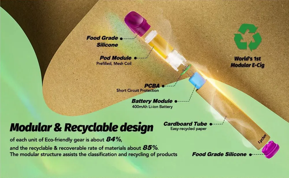 New Eco Friendly Paper Bar Healthy Pollution-Free 600 Puffs Disposable Vape