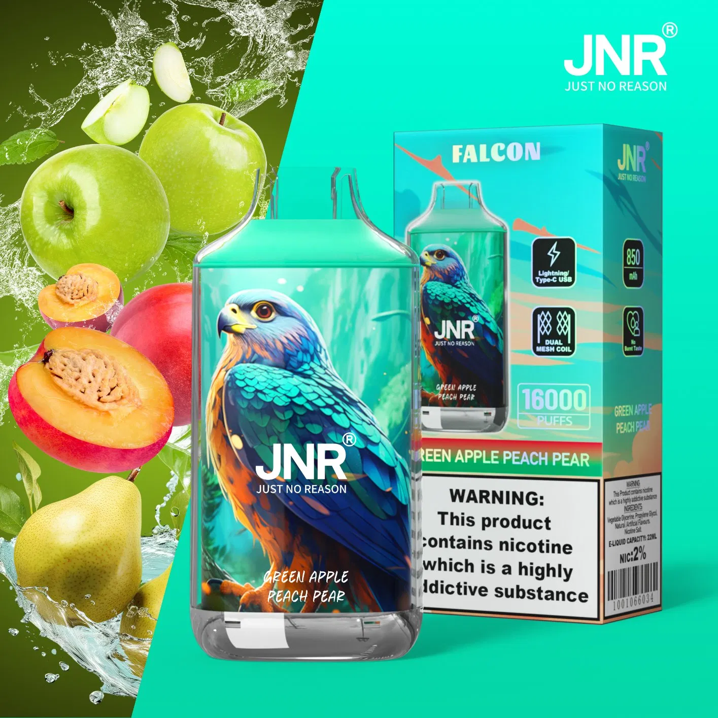 Wholesale Jnr Falcon 16000 Puffs Disposable Pod Dual Mesh Coil Puffs Puff Bar Vaper Empty Vapes Wape Disposable Vape