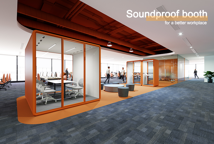 Movable Office Meeting Work Pod Live Streaming Acoustic Office Booth 4 People Seats Soundproof Pod For Library Office Building
