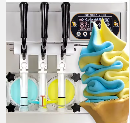 3 Flavour Double System with Gear Pump with Shortage Alarm Pre-cooling Stirring Night Freshness Mode Can Be Played Continuously