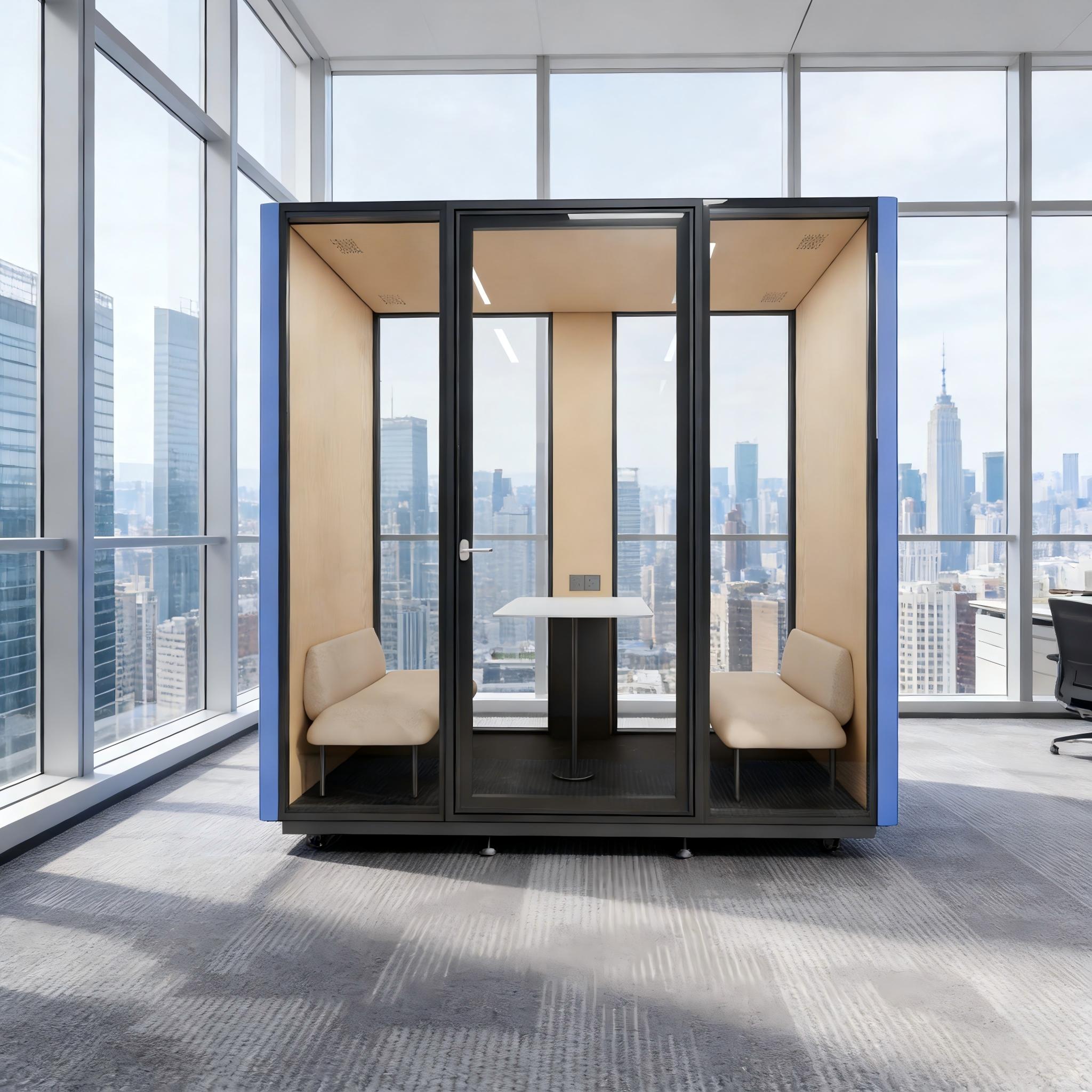 Soundproof Office Pod Acoustic Isolation Booth Private Focus Work Pod Sensor Activated Light for Modern Open Plan Workplace