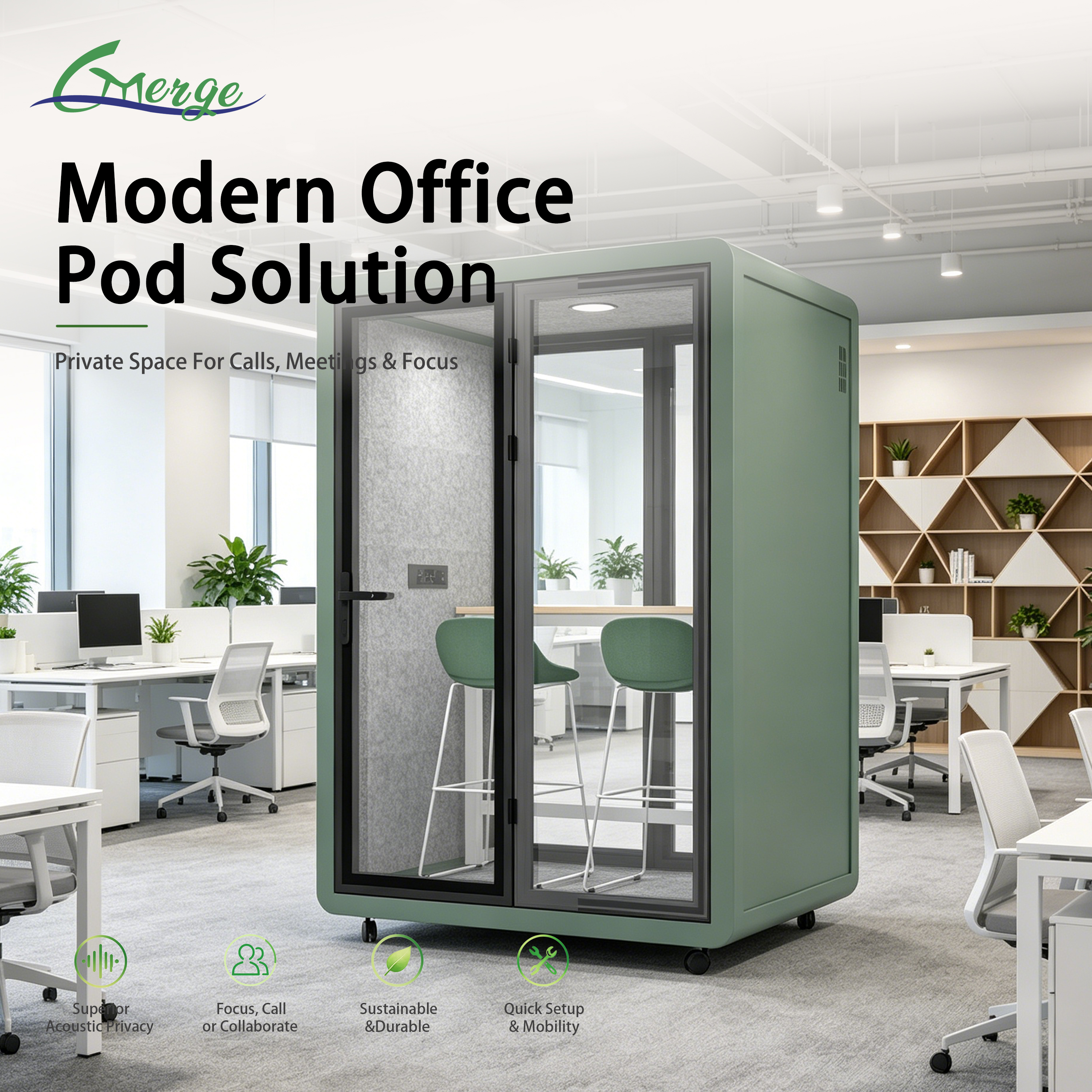 Hot Sale Big Size Modern Modular Sound Proof Office Pods Open Acoustic Phone Booth Office Meeting Pod