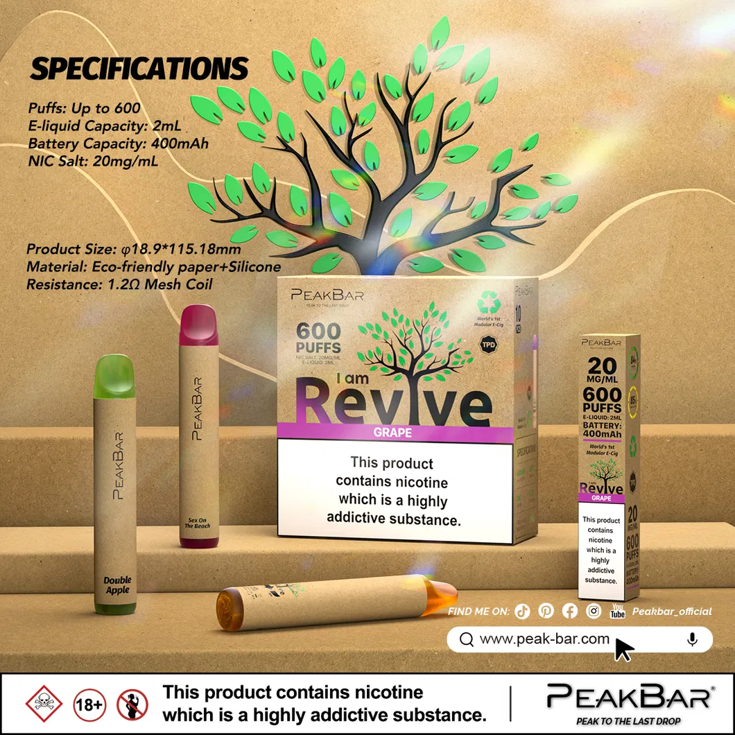 400mAh Eco-Friendly Disposable Vape with 2ml E-Liquid Volume