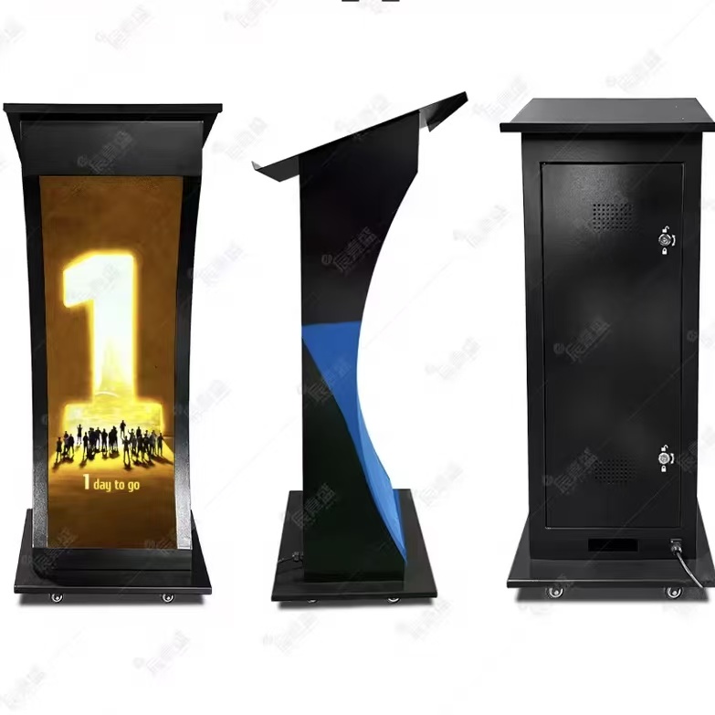 GOB Digital Podium Full-Color 4K LED Screen with HDR10+ IP65 Waterproof Mobile Portable Smart Lectern for Conference Classroom