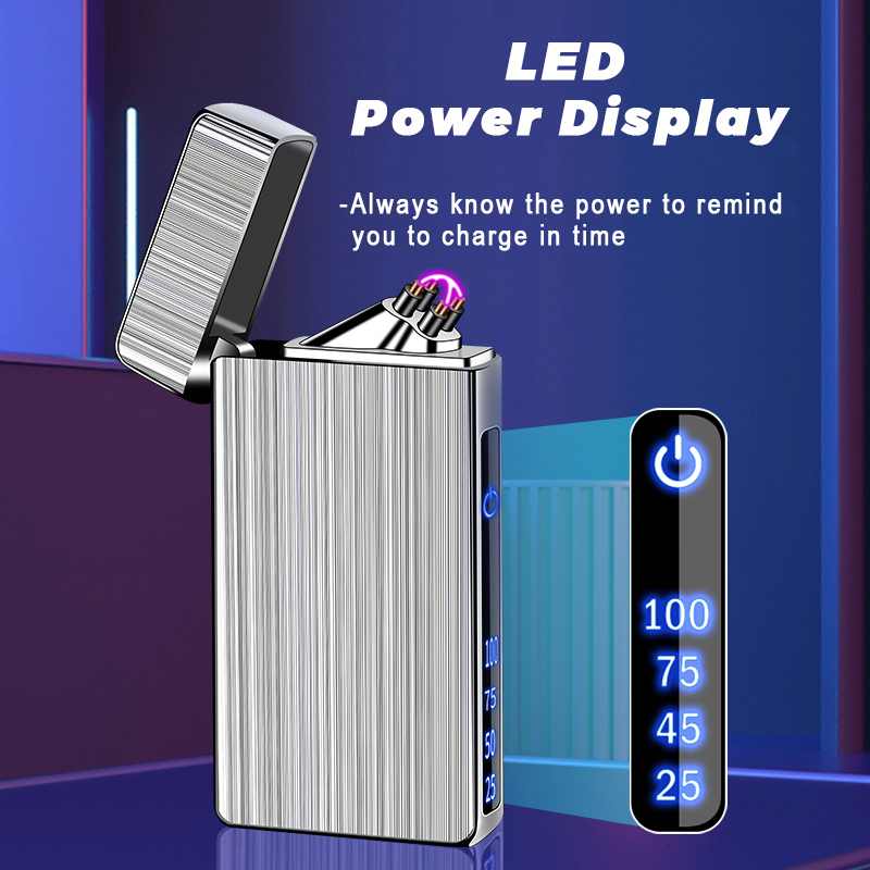 Wholesale Flameless Custom Electric Cigarette USB Type C Rechargeable Metal Plasma Arc Lighter with USB-C Gift Box for Occasions