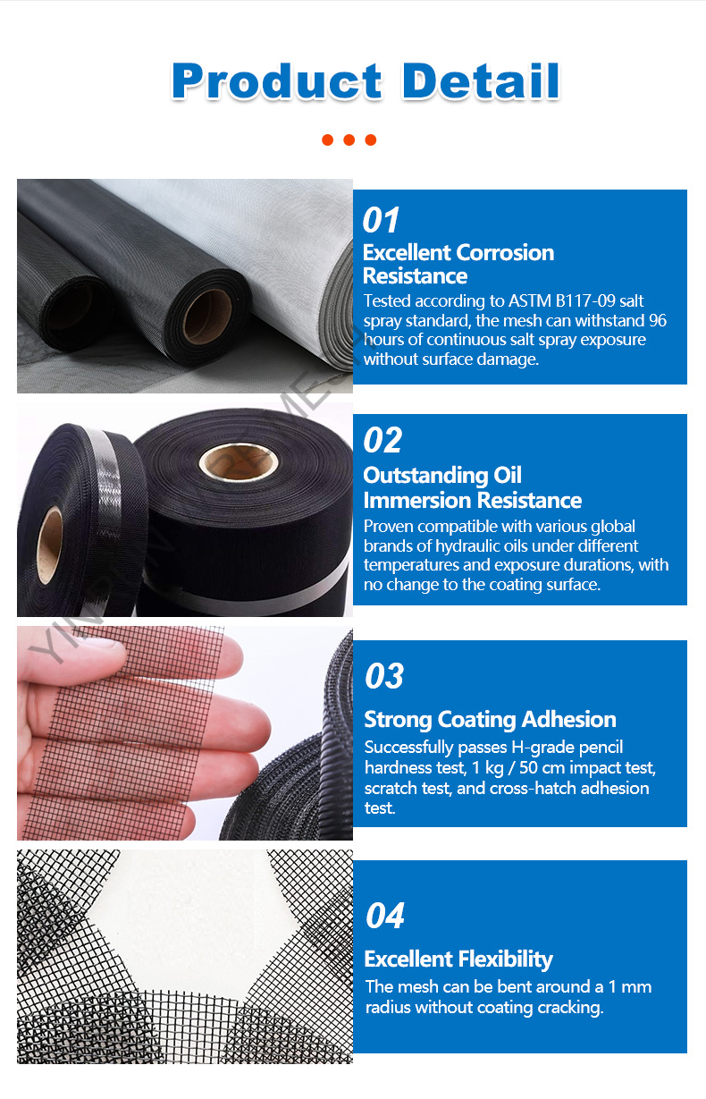 Soft Wire 18 Mesh Epoxy Coated Filter Element Supporting Wire Mesh