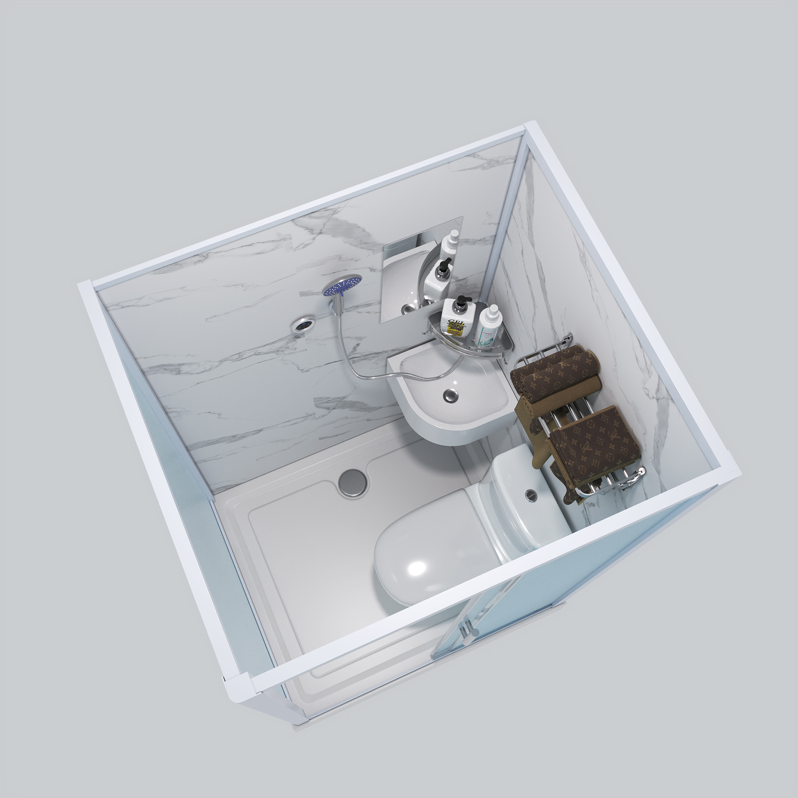 Compact 1.3*1.3C Aluminum Modular Bathroom Pod with Sliding Door Fast Assembly Corrosion-Proof Labor &amp; Time Efficient