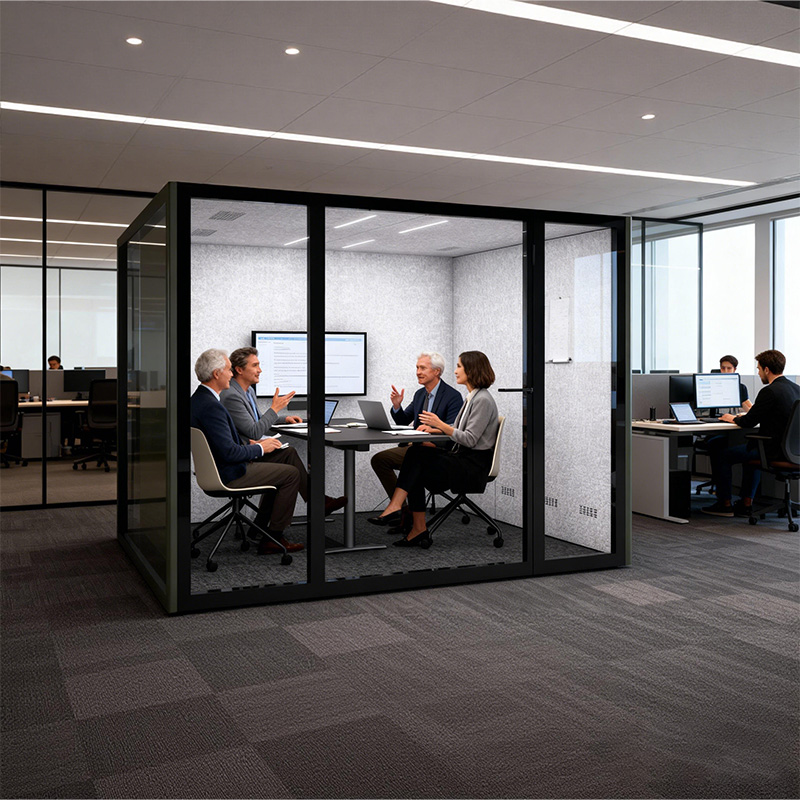 ICON Modular Office Pod Booth Acoustic Features for Office Building Hotel Use-Mobile Adjustable Modern Design Aluminum Alloy