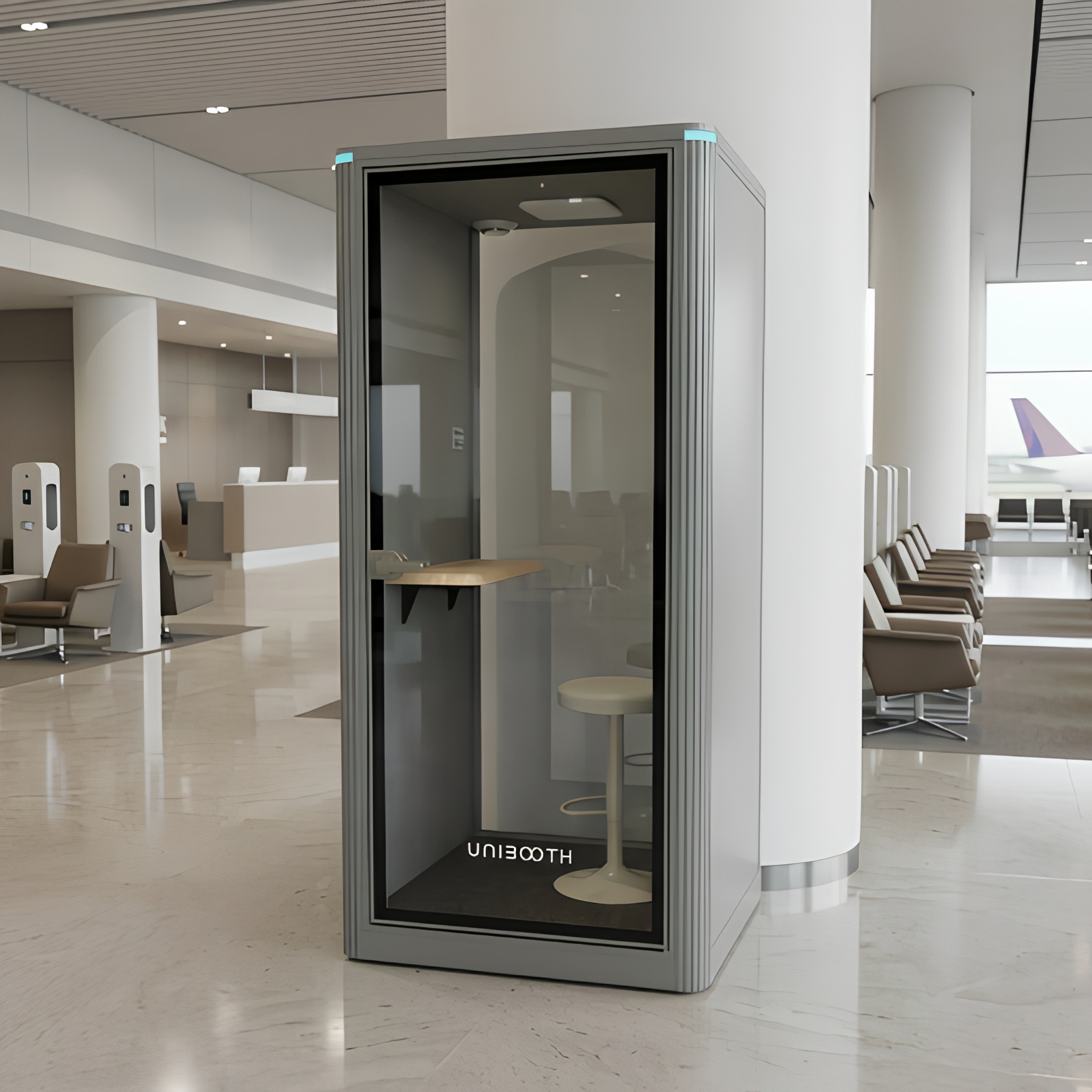 UNIBOOTH Portable Prefab ASTM-E84 Fireproof 32dB ISO 23351 30-45 Min Fast Setup Studio Pod for Open Office Library Customizable