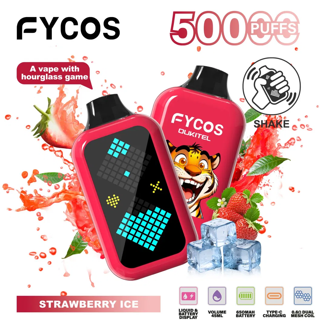 Fycos Refillable Crystal Electronic Cigarette Customized Shisha Hookah 50000 Puff Wholesale Rechargeable Zero Nicotine Empty Pod Video Disposable Vape