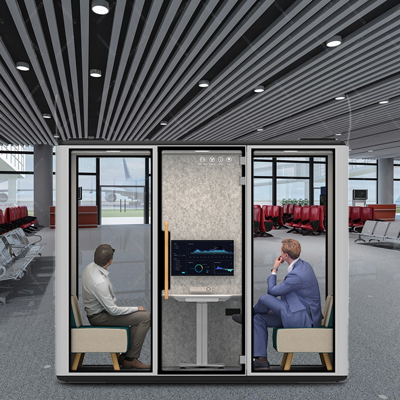 Modern Acoustic Soundproof Office Pod with Modular Design and High Definition Glass for Airport Lobby Mall Open Office Areas
