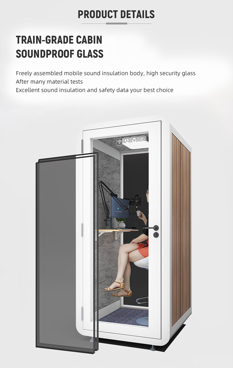 Compact Temperature Controlled Ventilated Privacy Pods Airports Recording Booth Soundproof Metal Frame Office Pods