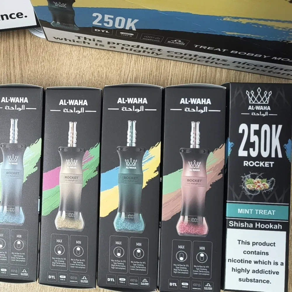 Al-Waha Rocket Shisha Hookah 250K Vaper Disposable Vape Pod 200K Vaping Disposable E Cigarette Price Vape Pen Puff Bar Calada Vape Pluma Wholesale Vape