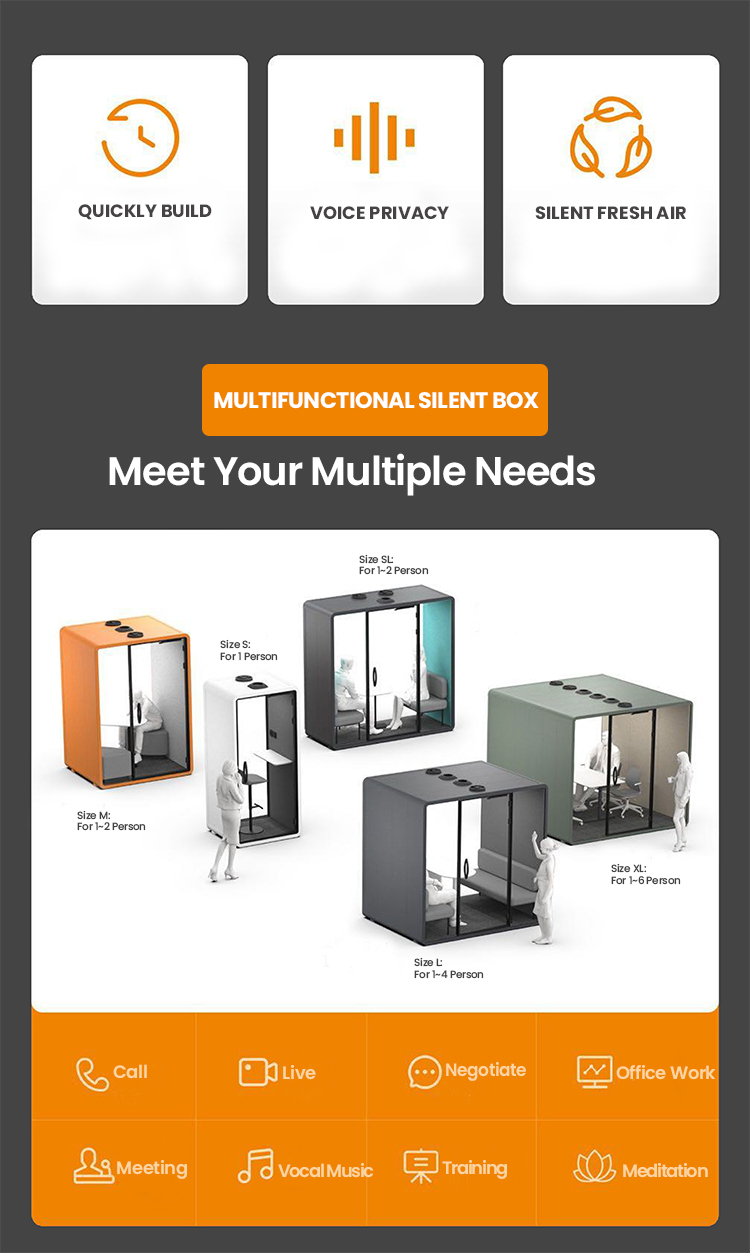 Extra Larze Size High Quiet Sleeping Pod Booth Demountable Sound Proof Modular Conference Private Space With Air System