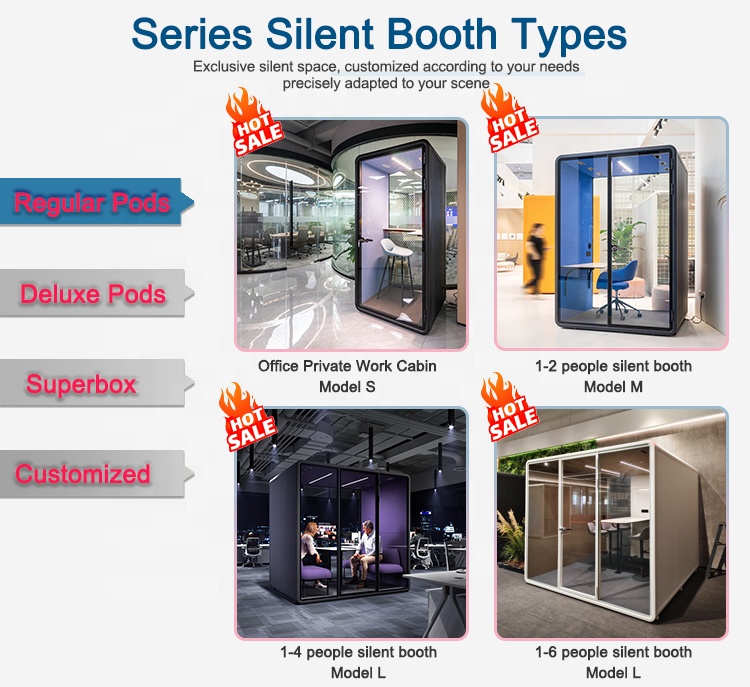 Movable Office Meeting Work Pod Live Streaming Acoustic Office Booth 4 People Seats Soundproof Pod For Library Office Building