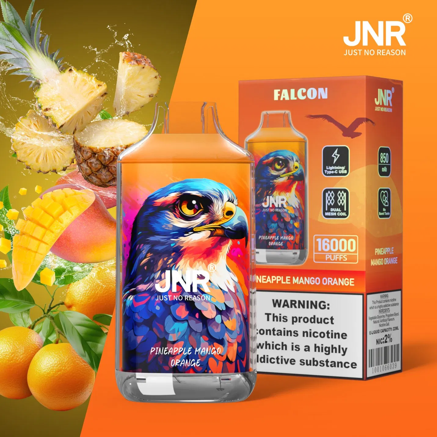 Jnr Eco-Friendly Packaging Available in Various Nicotine Levels Falcon Disposable Vape