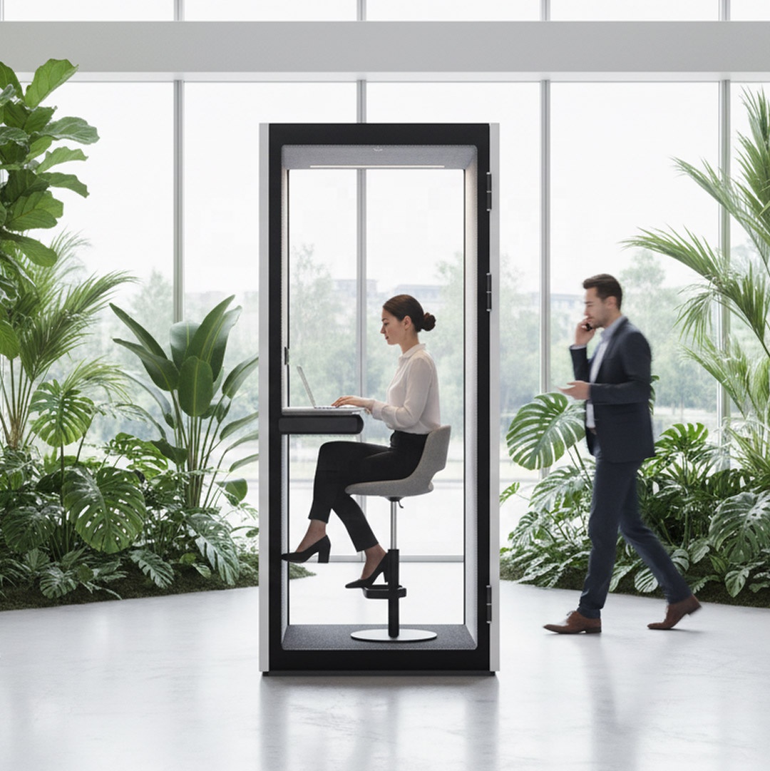 Comine Modern Compact Indoor Soundproof Office Booth Single Person Privacy Pod for Calls Focus Work Video Warehouse Hotel