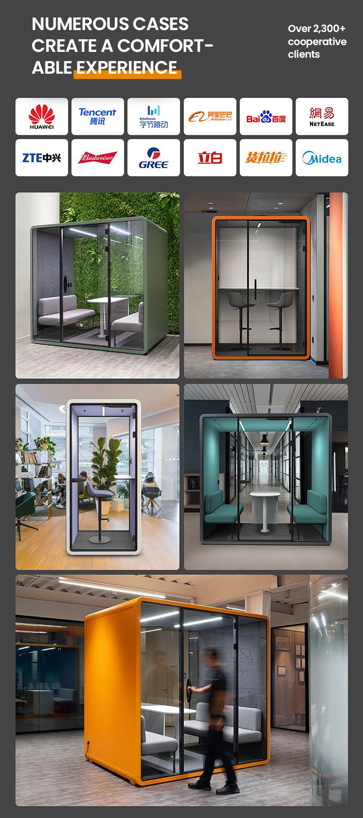 Extra Larze Size High Quiet Sleeping Pod Booth Demountable Sound Proof Modular Conference Private Space With Air System